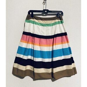 Talbots Skirt Womens 8 Multicolor Striped A Line Full Mini Pleated Lined Boho